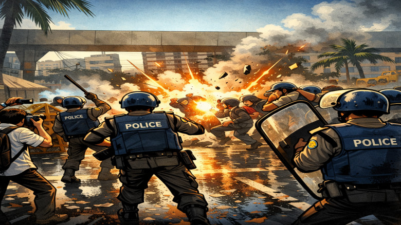 ইনকিলাব মঞ্চের নেতাকর্মীদের ওপর সাউন্ড গ্রেনেড নিক্ষেপ, ছত্র