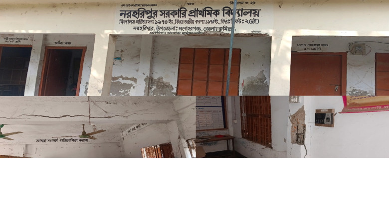 ৫৬ বছরের পুরোনো নরহরিপুর সরকারি প্রাথমিক বিদ্যালয় ঝুঁকিপূর্ণ