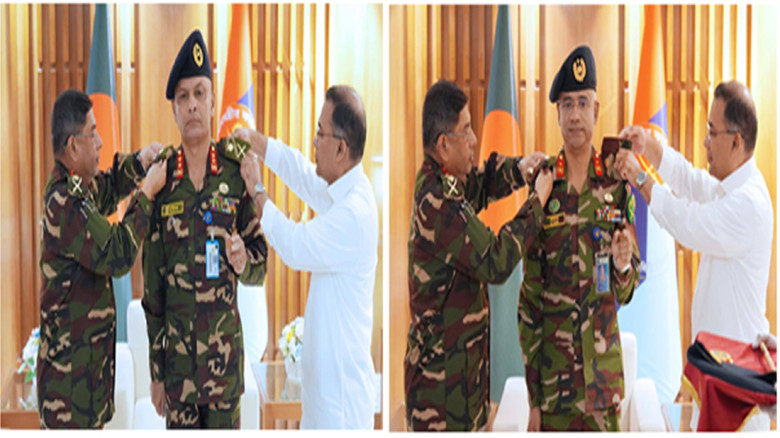 সেনানিবাসে রাষ্ট্রীয় অনুষ্ঠান, দুই জেনারেলকে পদোন্নতির ব্যাজ