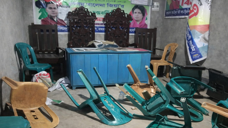 গাইবান্ধায় বিএনপি কার্যালয়ে হামলা ও ভাঙচুরের অভিযোগ, থানায় ম