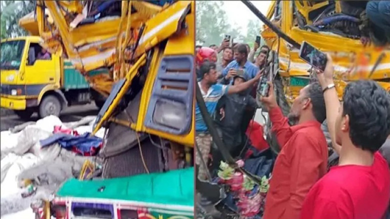 মুখোমুখি সংঘর্ষে দুই ট্রাকচালকের মৃত্যু