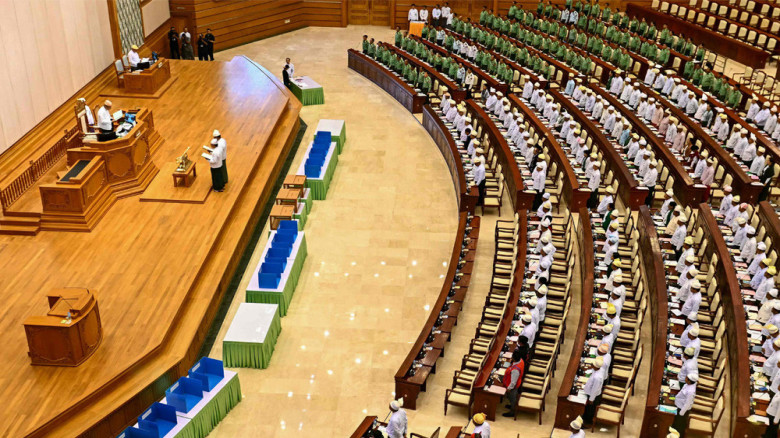 সেনা সমর্থিত নির্বাচনের পর মায়ানমারে প্রথম সংসদ অধিবেশন