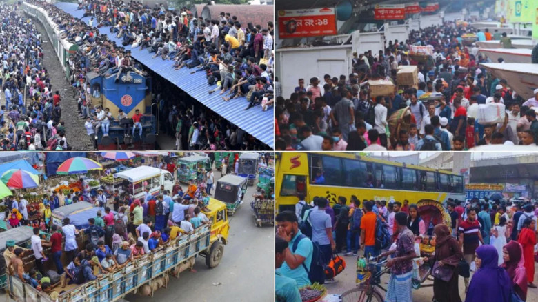 ঘরমুখো মানুষের চাপ, মহাসড়ক ও টার্মিনালে ভোগান্তি