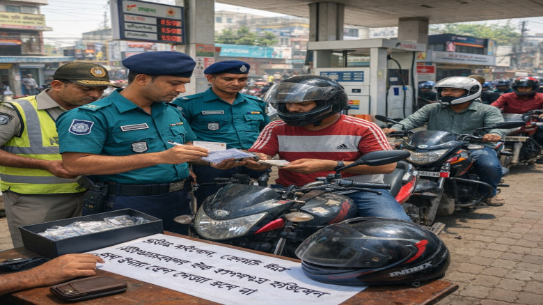 লাইসেন্স-হেলমেট ছাড়া তেল নয়, রংপুরে কড়াকড়ি