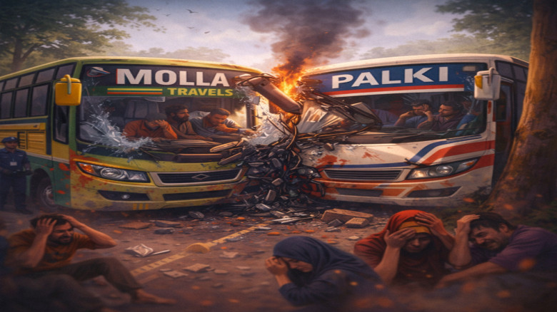 পিরোজপুর-বরিশাল মহাসড়কে সংঘর্ষ, আহত কয়েকজন