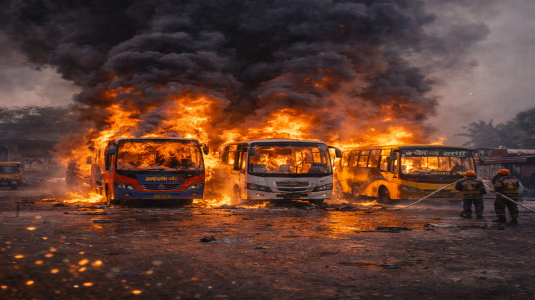 কুমিল্লায় স্ট্যান্ডে আগুন লেগে ৩টি বাস ক্ষতিগ্রস্ত