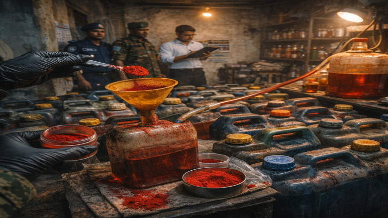 পেট্রলে সিঁদুর মিশিয়ে নকল অকটেন: মৌলভীবাজারে ২,১২৫ লিটার জ্ব