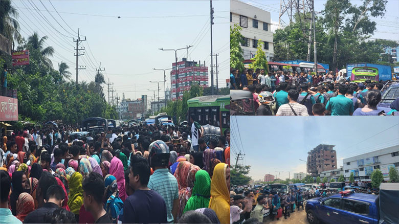 চট্টগ্রামের কালুরঘাট ভারী শিল্প এলাকায় শ্রমিকদের বিক্ষোভ, যা