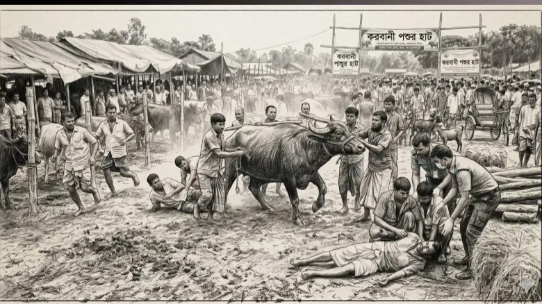 কোরবানির হাটে মহিষের আক্রমণে ২ জন নিহত, আহত ৪