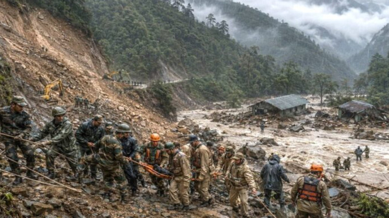 সেনা ক্যাম্পে ভয়াবহ বন্যা, পানির স্রোতে নিখোঁজ ৫